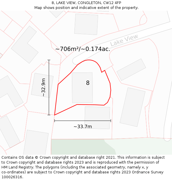 8, LAKE VIEW, CONGLETON, CW12 4FP: Plot and title map