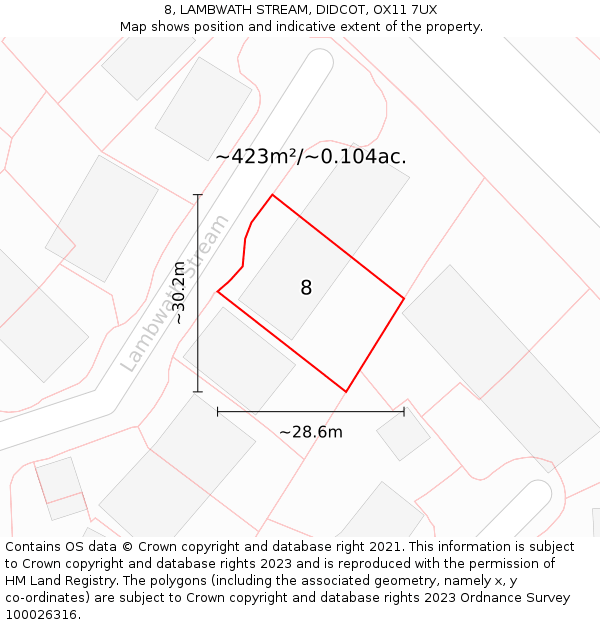 8, LAMBWATH STREAM, DIDCOT, OX11 7UX: Plot and title map