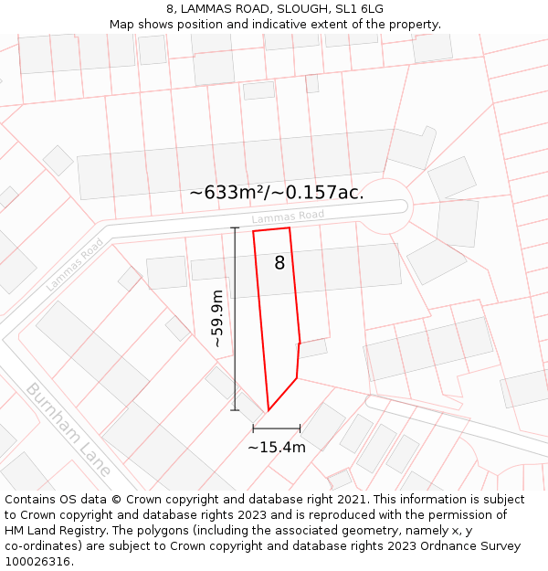 8, LAMMAS ROAD, SLOUGH, SL1 6LG: Plot and title map