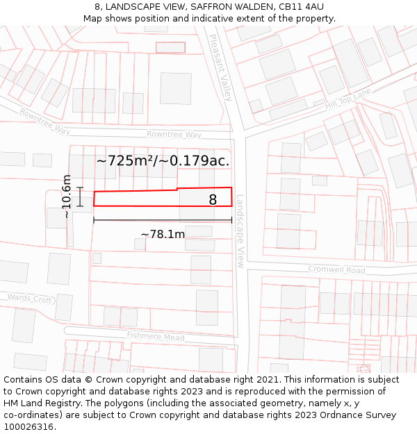 8, LANDSCAPE VIEW, SAFFRON WALDEN, CB11 4AU: Plot and title map
