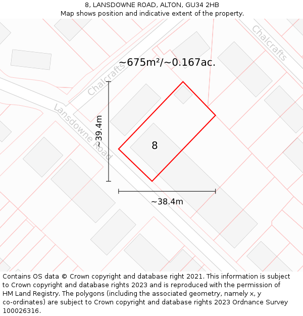 8, LANSDOWNE ROAD, ALTON, GU34 2HB: Plot and title map