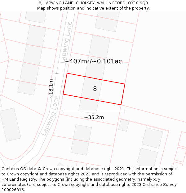 8, LAPWING LANE, CHOLSEY, WALLINGFORD, OX10 9QR: Plot and title map