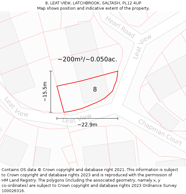 8, LEAT VIEW, LATCHBROOK, SALTASH, PL12 4UP: Plot and title map