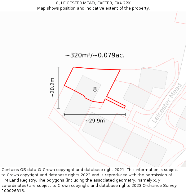 8, LEICESTER MEAD, EXETER, EX4 2PX: Plot and title map