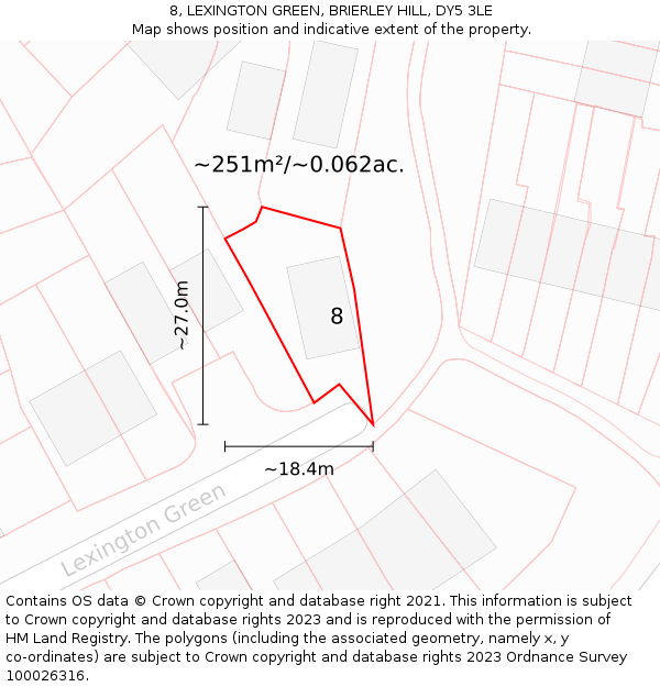 8, LEXINGTON GREEN, BRIERLEY HILL, DY5 3LE: Plot and title map