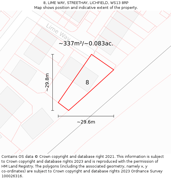 8, LIME WAY, STREETHAY, LICHFIELD, WS13 8RP: Plot and title map