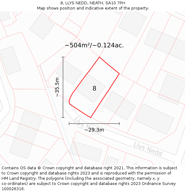 8, LLYS NEDD, NEATH, SA10 7PH: Plot and title map