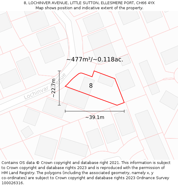 8, LOCHINVER AVENUE, LITTLE SUTTON, ELLESMERE PORT, CH66 4YX: Plot and title map