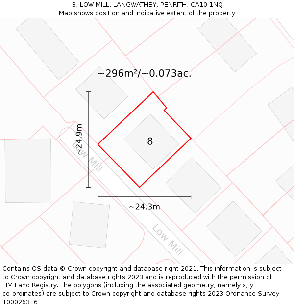 8, LOW MILL, LANGWATHBY, PENRITH, CA10 1NQ: Plot and title map