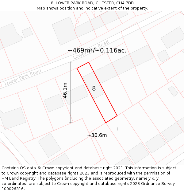 8, LOWER PARK ROAD, CHESTER, CH4 7BB: Plot and title map