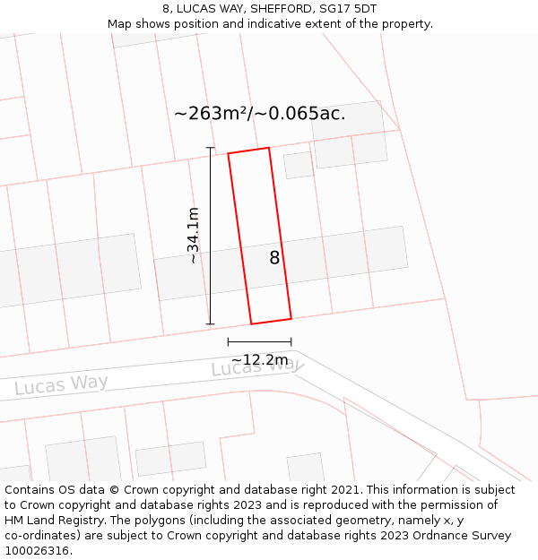 8, LUCAS WAY, SHEFFORD, SG17 5DT: Plot and title map