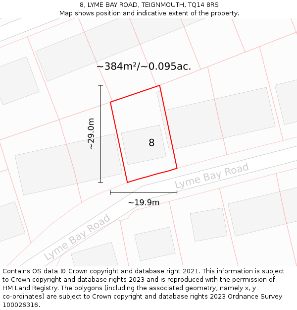 8, LYME BAY ROAD, TEIGNMOUTH, TQ14 8RS: Plot and title map