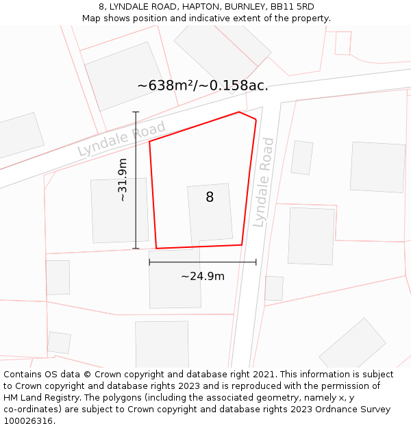 8, LYNDALE ROAD, HAPTON, BURNLEY, BB11 5RD: Plot and title map