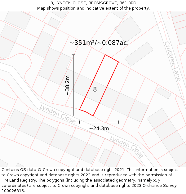 8, LYNDEN CLOSE, BROMSGROVE, B61 8PD: Plot and title map