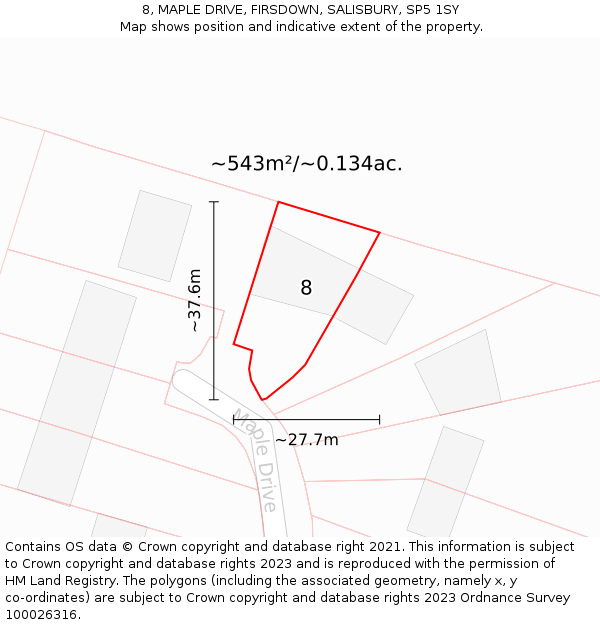 8, MAPLE DRIVE, FIRSDOWN, SALISBURY, SP5 1SY: Plot and title map