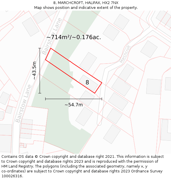 8, MARCHCROFT, HALIFAX, HX2 7NX: Plot and title map