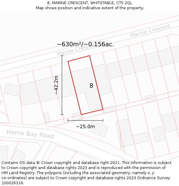 8, MARINE CRESCENT, WHITSTABLE, CT5 2QL: Plot and title map