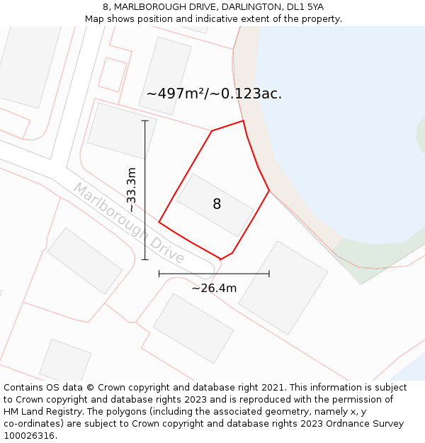 8, MARLBOROUGH DRIVE, DARLINGTON, DL1 5YA: Plot and title map