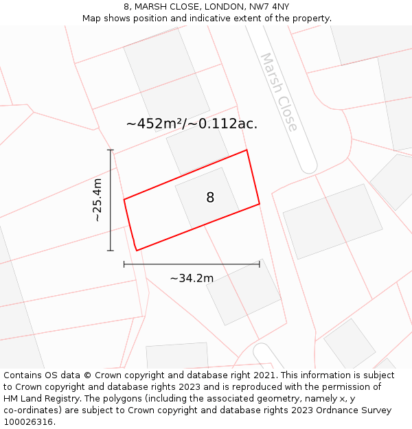 8, MARSH CLOSE, LONDON, NW7 4NY: Plot and title map
