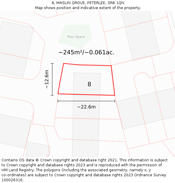 8, MASLIN GROVE, PETERLEE, SR8 1QN: Plot and title map