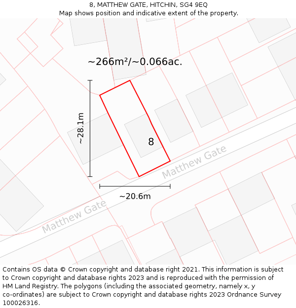 8, MATTHEW GATE, HITCHIN, SG4 9EQ: Plot and title map