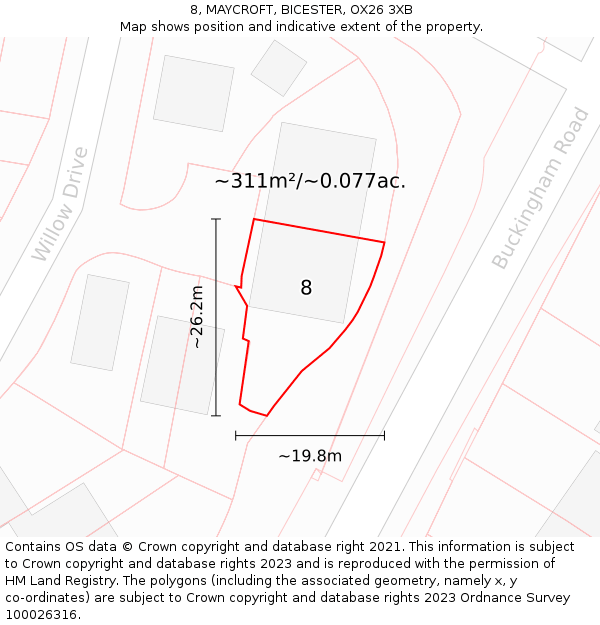 8, MAYCROFT, BICESTER, OX26 3XB: Plot and title map