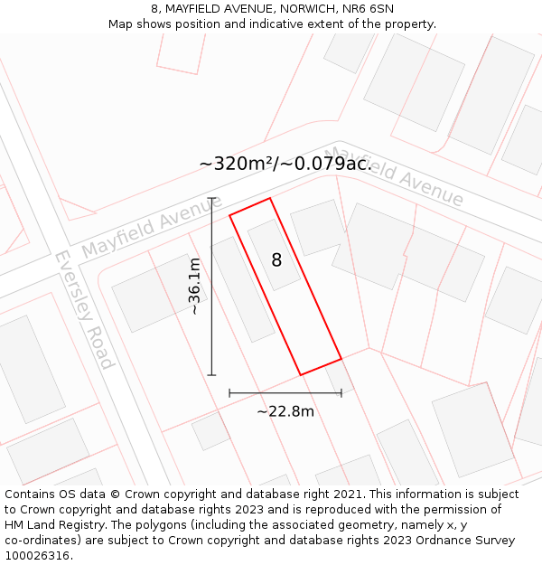 8, MAYFIELD AVENUE, NORWICH, NR6 6SN: Plot and title map