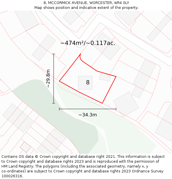 8, MCCORMICK AVENUE, WORCESTER, WR4 0LY: Plot and title map