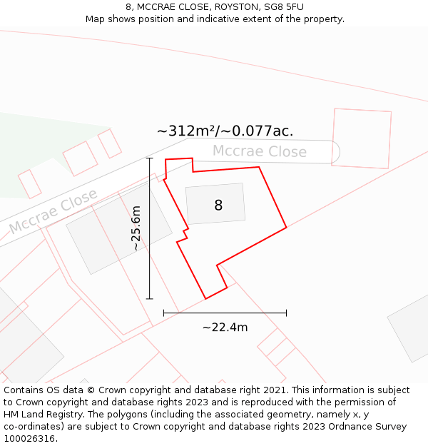 8, MCCRAE CLOSE, ROYSTON, SG8 5FU: Plot and title map
