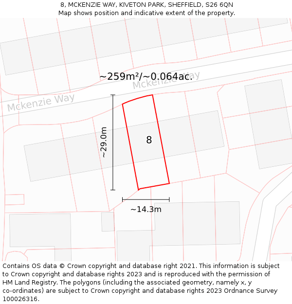 8, MCKENZIE WAY, KIVETON PARK, SHEFFIELD, S26 6QN: Plot and title map