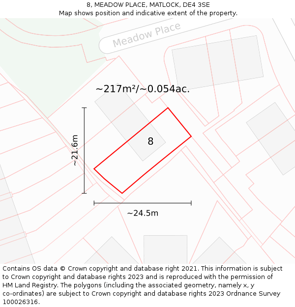 8, MEADOW PLACE, MATLOCK, DE4 3SE: Plot and title map