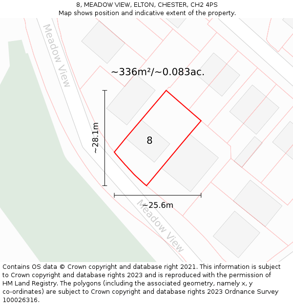 8, MEADOW VIEW, ELTON, CHESTER, CH2 4PS: Plot and title map