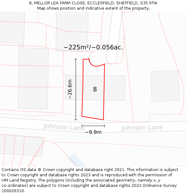 8, MELLOR LEA FARM CLOSE, ECCLESFIELD, SHEFFIELD, S35 9TW: Plot and title map