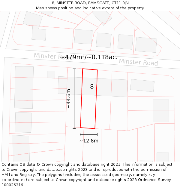 8, MINSTER ROAD, RAMSGATE, CT11 0JN: Plot and title map