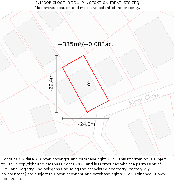 8, MOOR CLOSE, BIDDULPH, STOKE-ON-TRENT, ST8 7EQ: Plot and title map