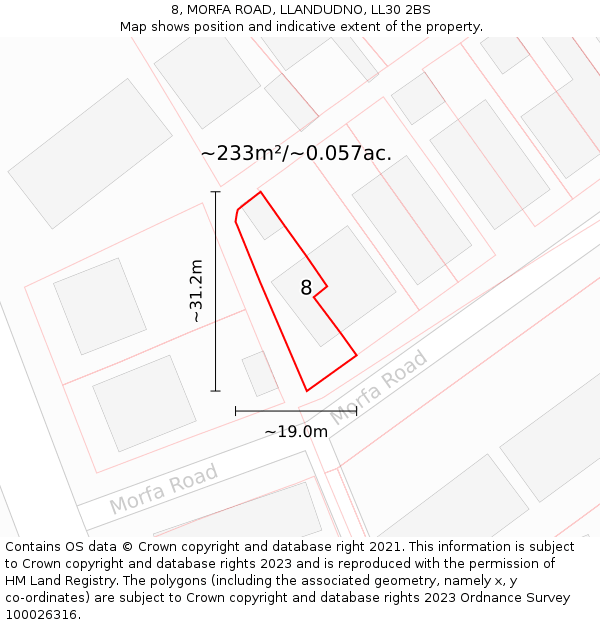 8, MORFA ROAD, LLANDUDNO, LL30 2BS: Plot and title map
