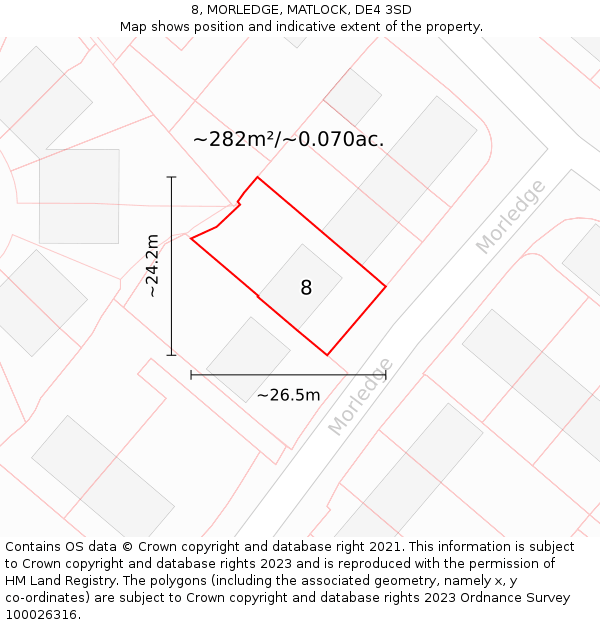 8, MORLEDGE, MATLOCK, DE4 3SD: Plot and title map