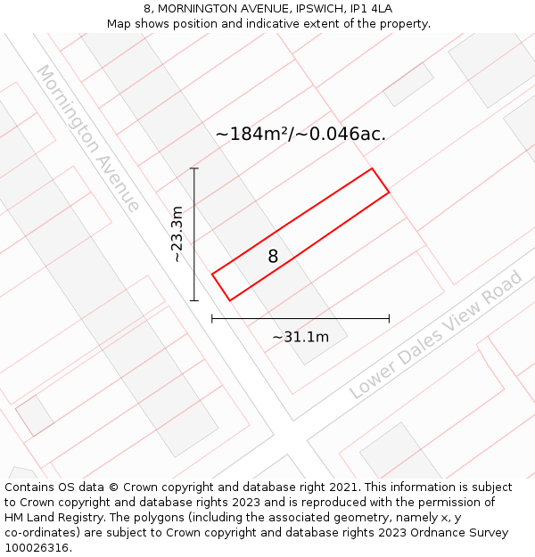8, MORNINGTON AVENUE, IPSWICH, IP1 4LA: Plot and title map