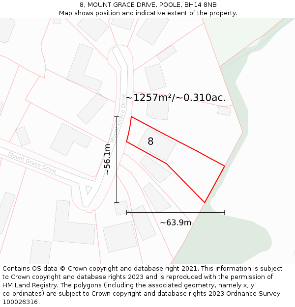 8, MOUNT GRACE DRIVE, POOLE, BH14 8NB: Plot and title map