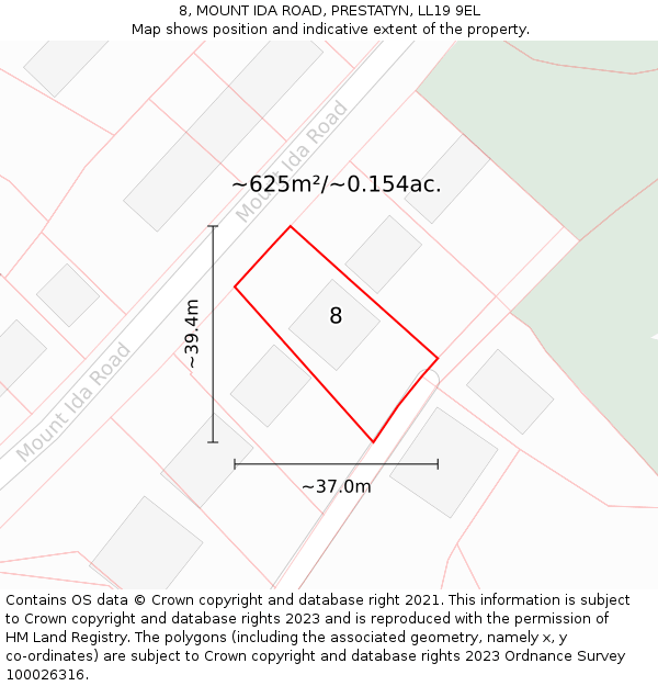 8, MOUNT IDA ROAD, PRESTATYN, LL19 9EL: Plot and title map