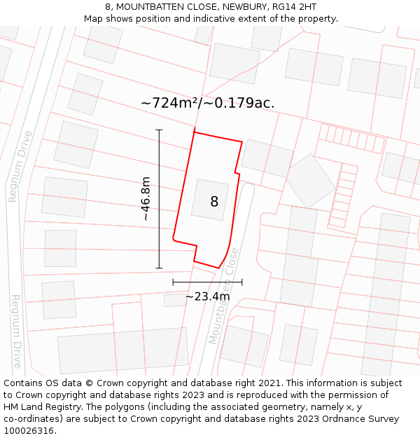 8, MOUNTBATTEN CLOSE, NEWBURY, RG14 2HT: Plot and title map