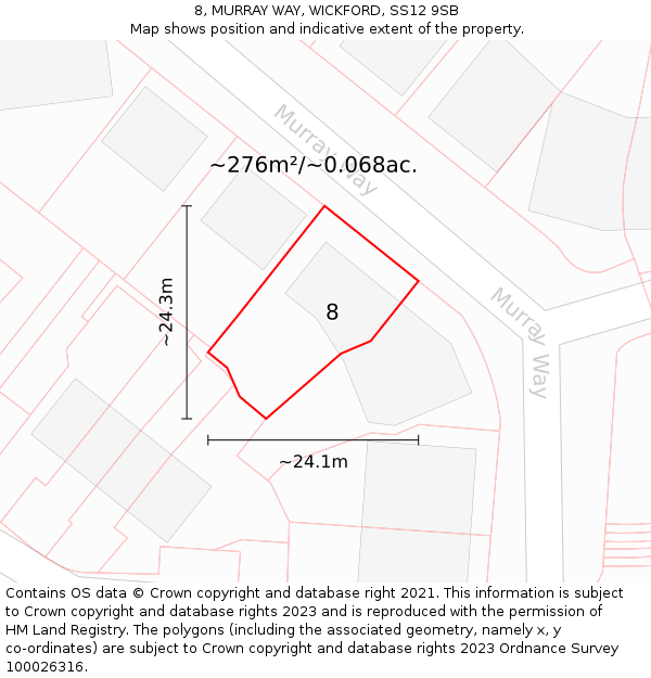 8, MURRAY WAY, WICKFORD, SS12 9SB: Plot and title map