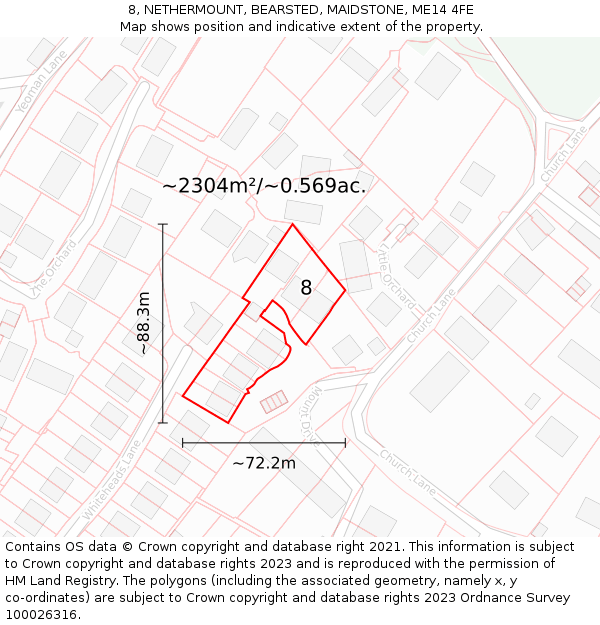 8, NETHERMOUNT, BEARSTED, MAIDSTONE, ME14 4FE: Plot and title map