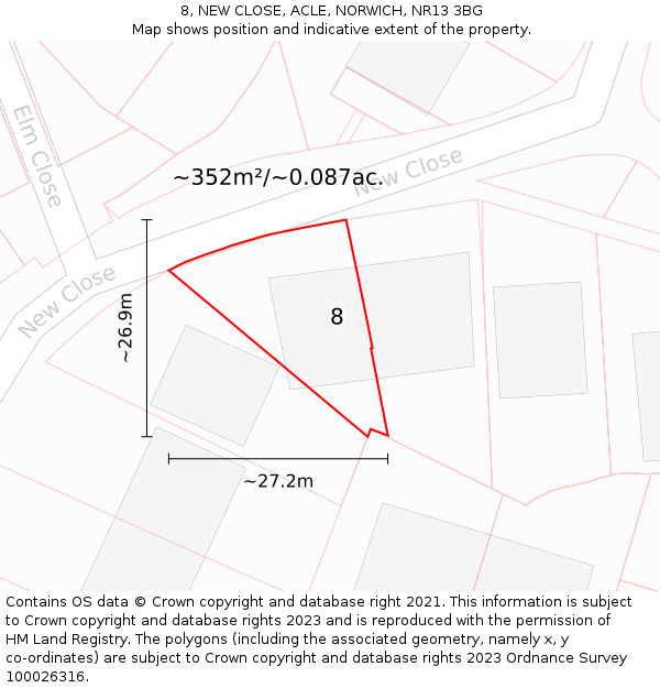 8, NEW CLOSE, ACLE, NORWICH, NR13 3BG: Plot and title map