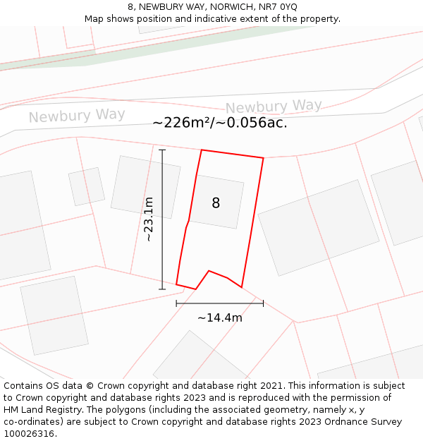8, NEWBURY WAY, NORWICH, NR7 0YQ: Plot and title map