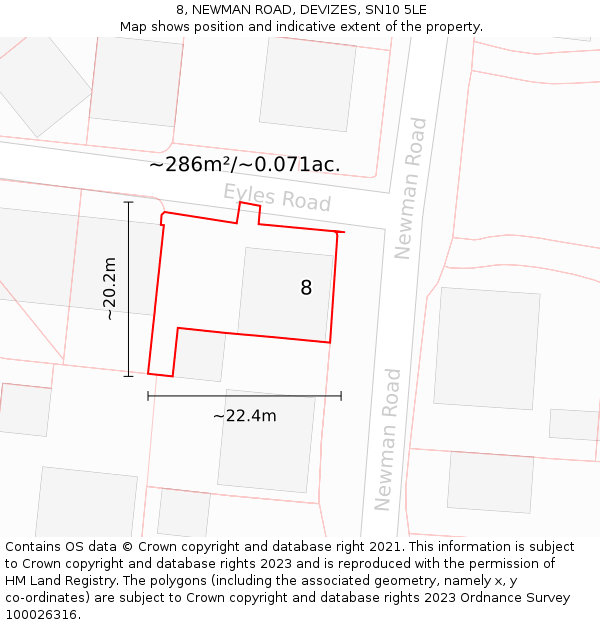 8, NEWMAN ROAD, DEVIZES, SN10 5LE: Plot and title map