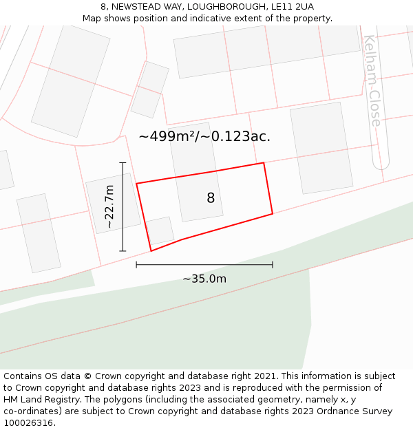 8, NEWSTEAD WAY, LOUGHBOROUGH, LE11 2UA: Plot and title map