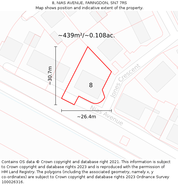 8, NIAS AVENUE, FARINGDON, SN7 7RS: Plot and title map