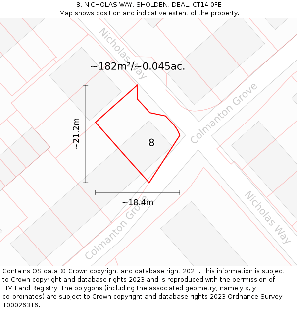 8, NICHOLAS WAY, SHOLDEN, DEAL, CT14 0FE: Plot and title map