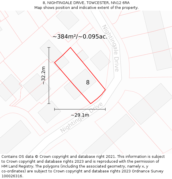 8, NIGHTINGALE DRIVE, TOWCESTER, NN12 6RA: Plot and title map